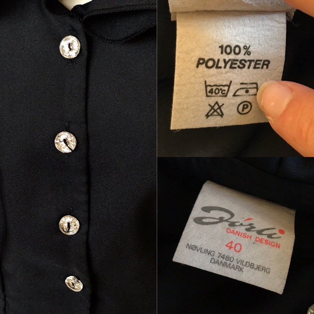 1970s Vintage Black Ruffle Button Down Blouse - Picture 8 of 8